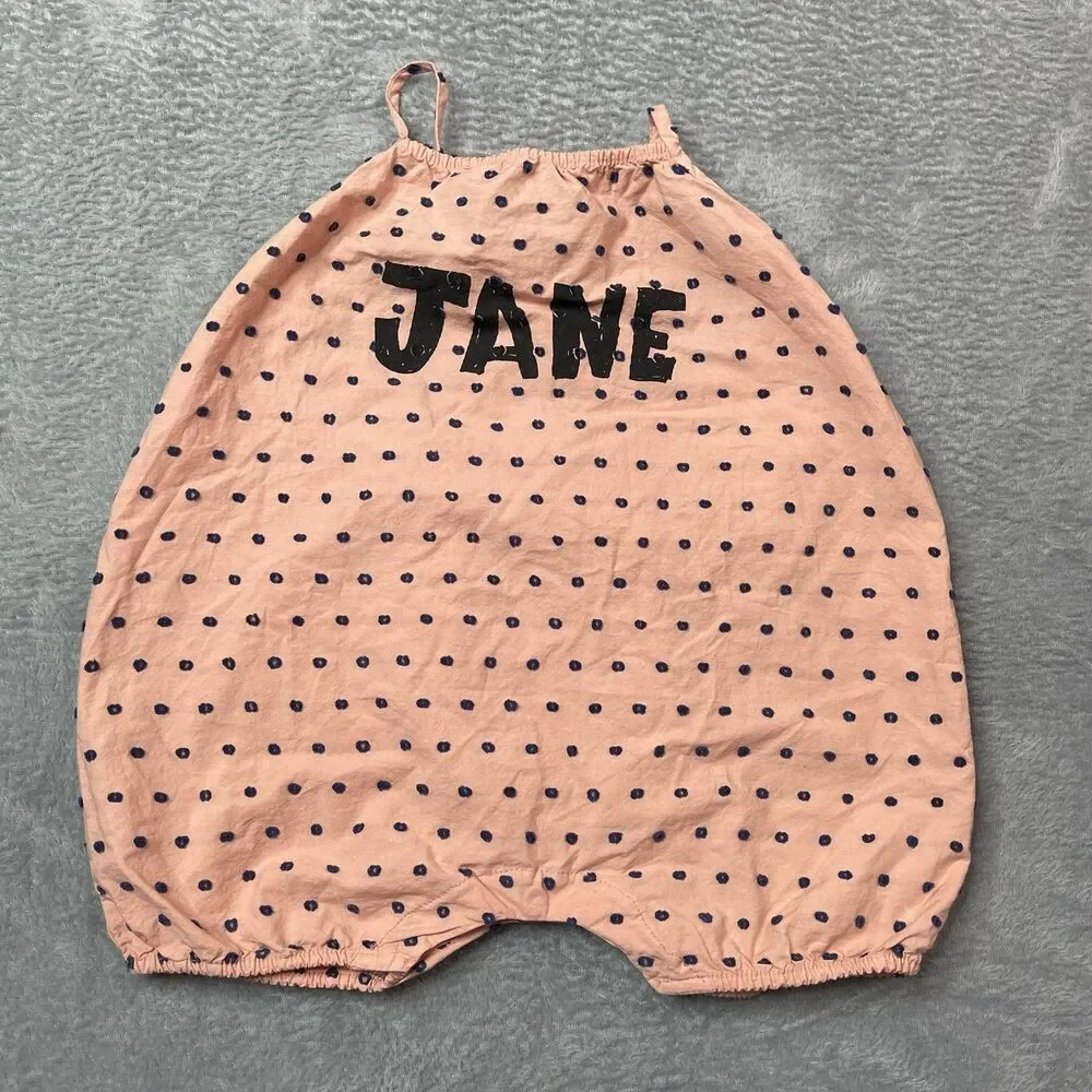 Bobo Chooses Baby Jane Romper Size 12-18‎ Months Pink And Navy Dot